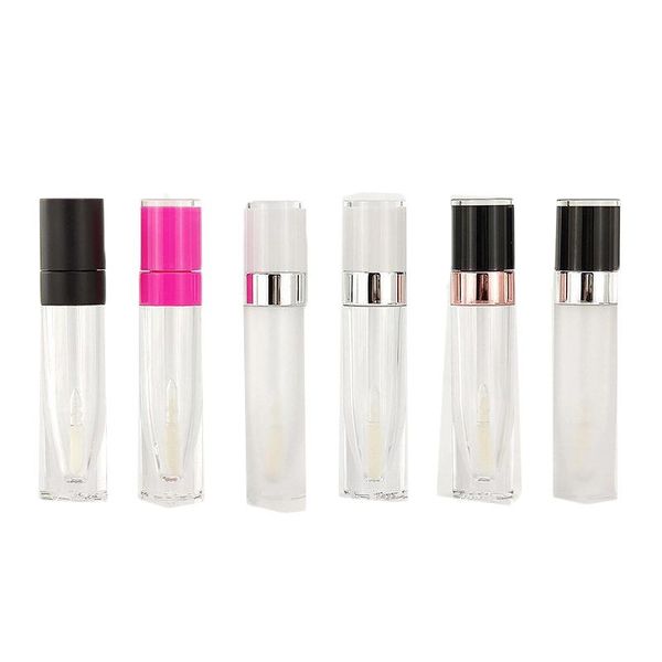 6.5ml clear round lip gloss tube empty lip balm tubes white pink black cap makeup tool cylinder lipstick tube
